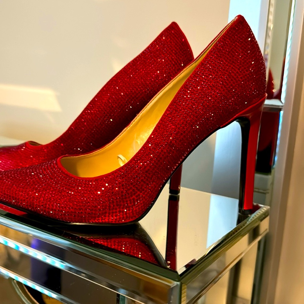 Red bling heels